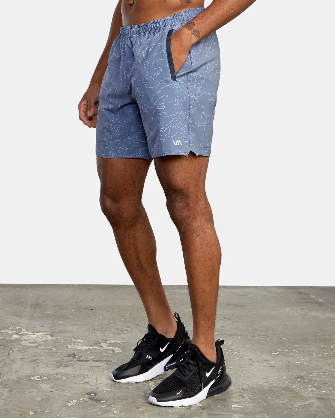 Yogger Stretch 17" Athletic Shorts - Line Camo Blue Slate