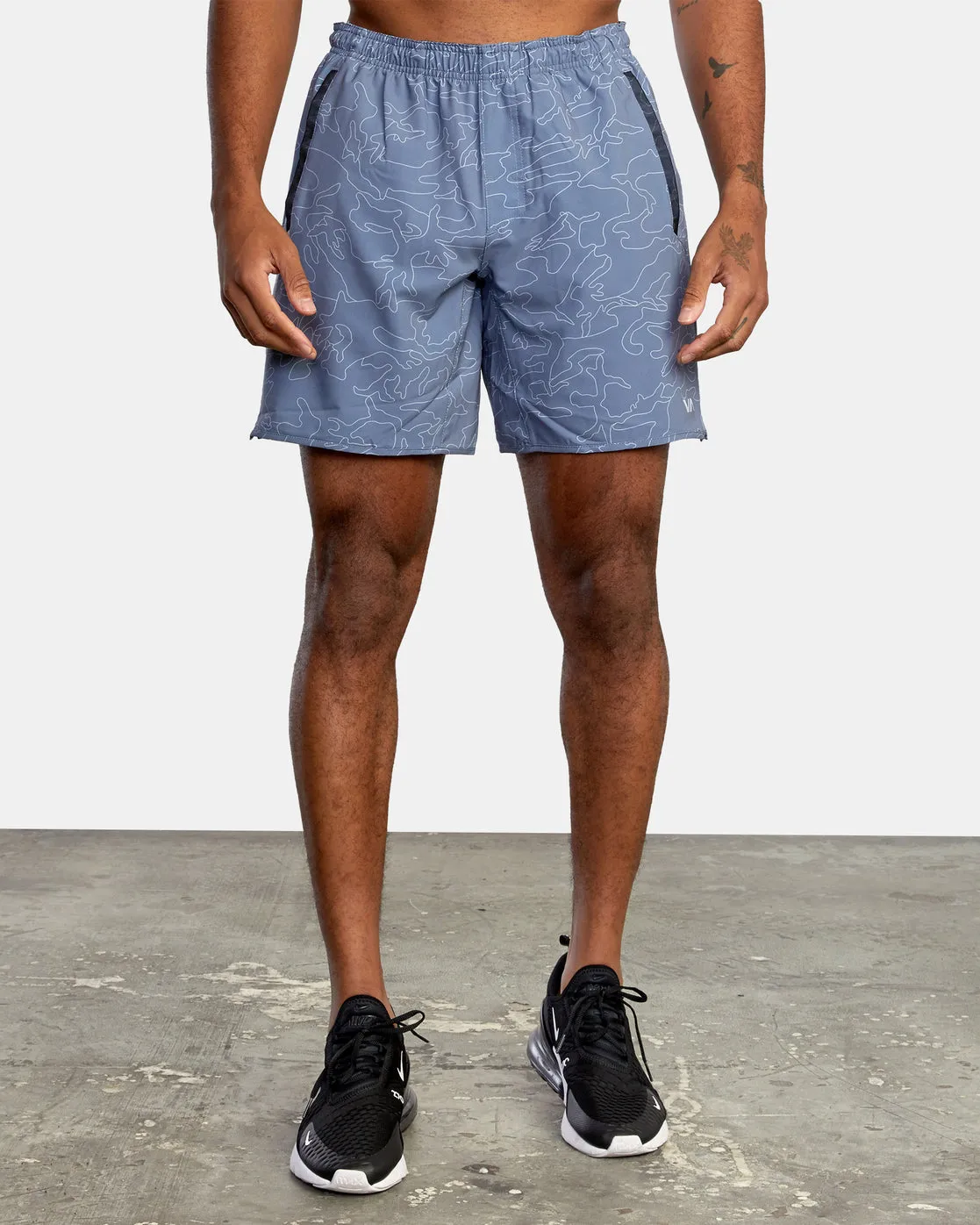Yogger Stretch 17" Athletic Shorts - Line Camo Blue Slate