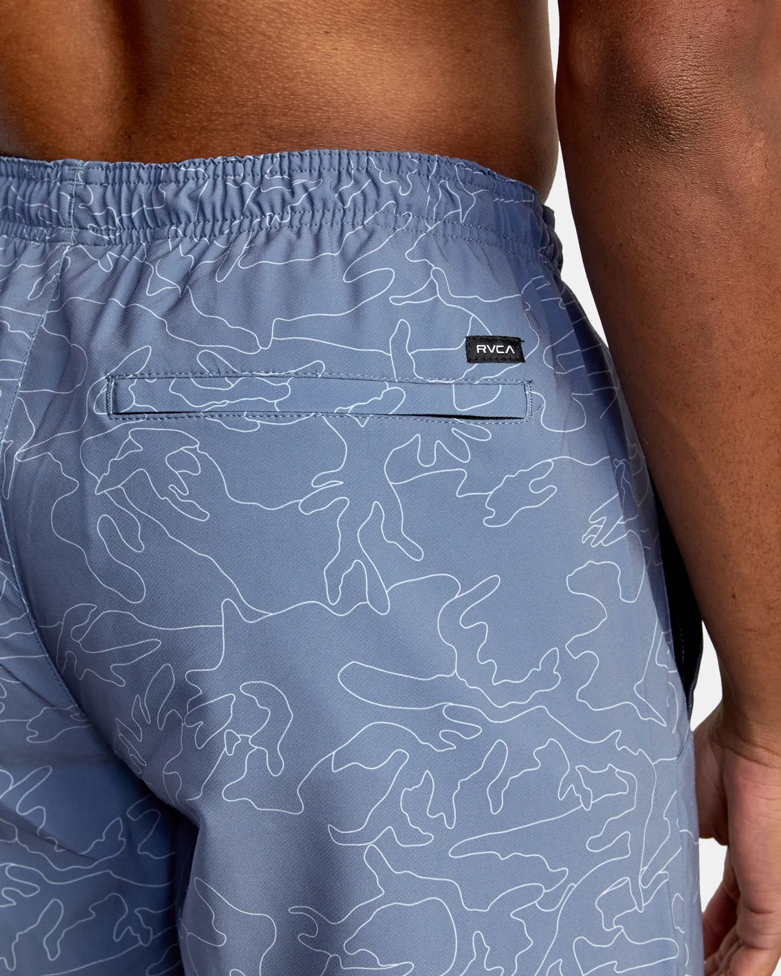 Yogger Stretch 17" Athletic Shorts - Line Camo Blue Slate