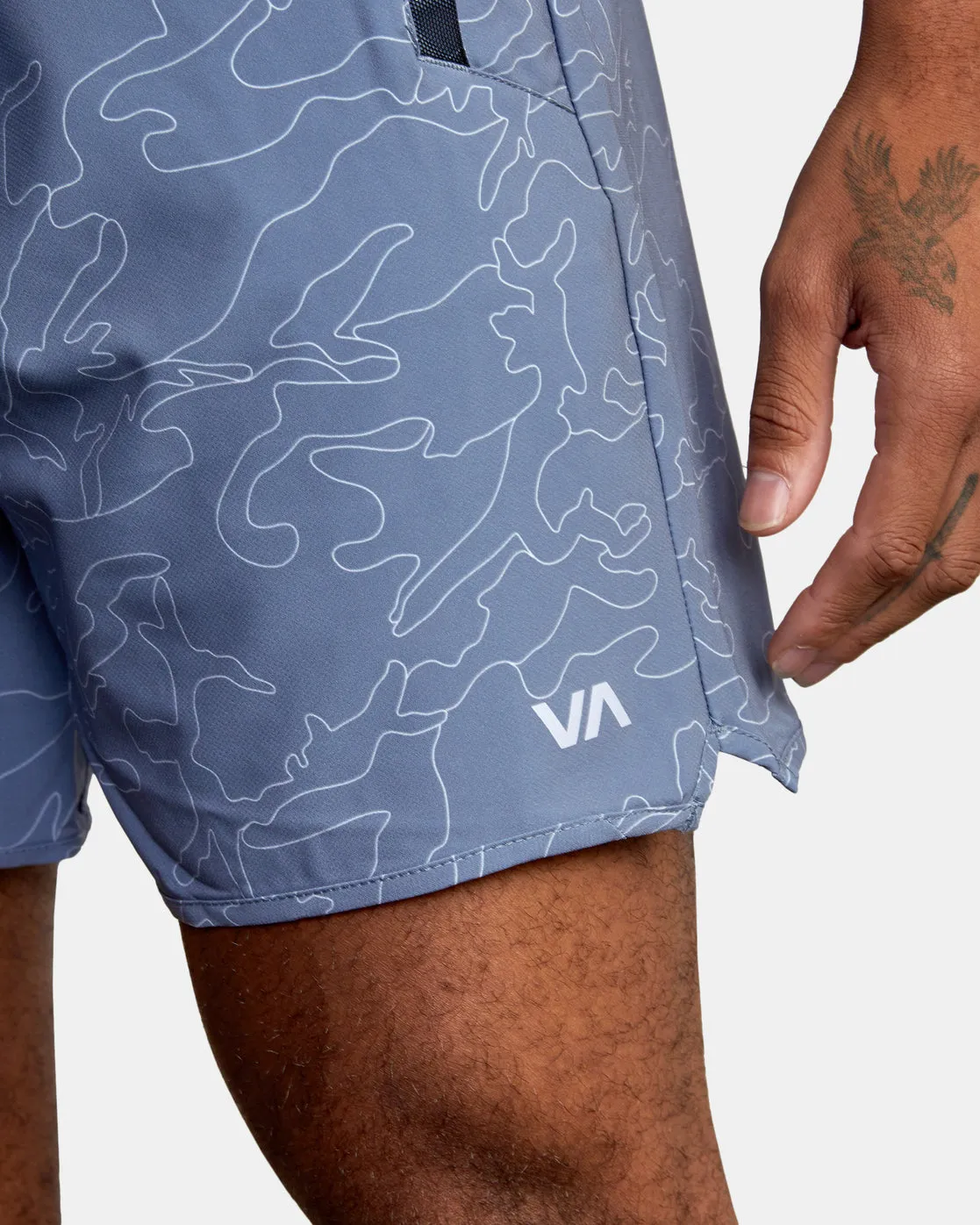 Yogger Stretch 17" Athletic Shorts - Line Camo Blue Slate