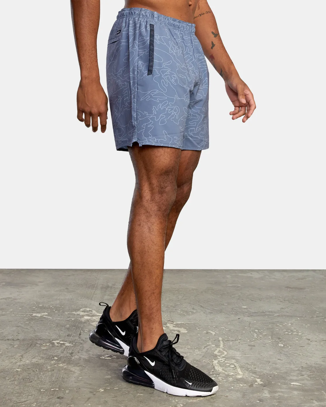 Yogger Stretch 17" Athletic Shorts - Line Camo Blue Slate