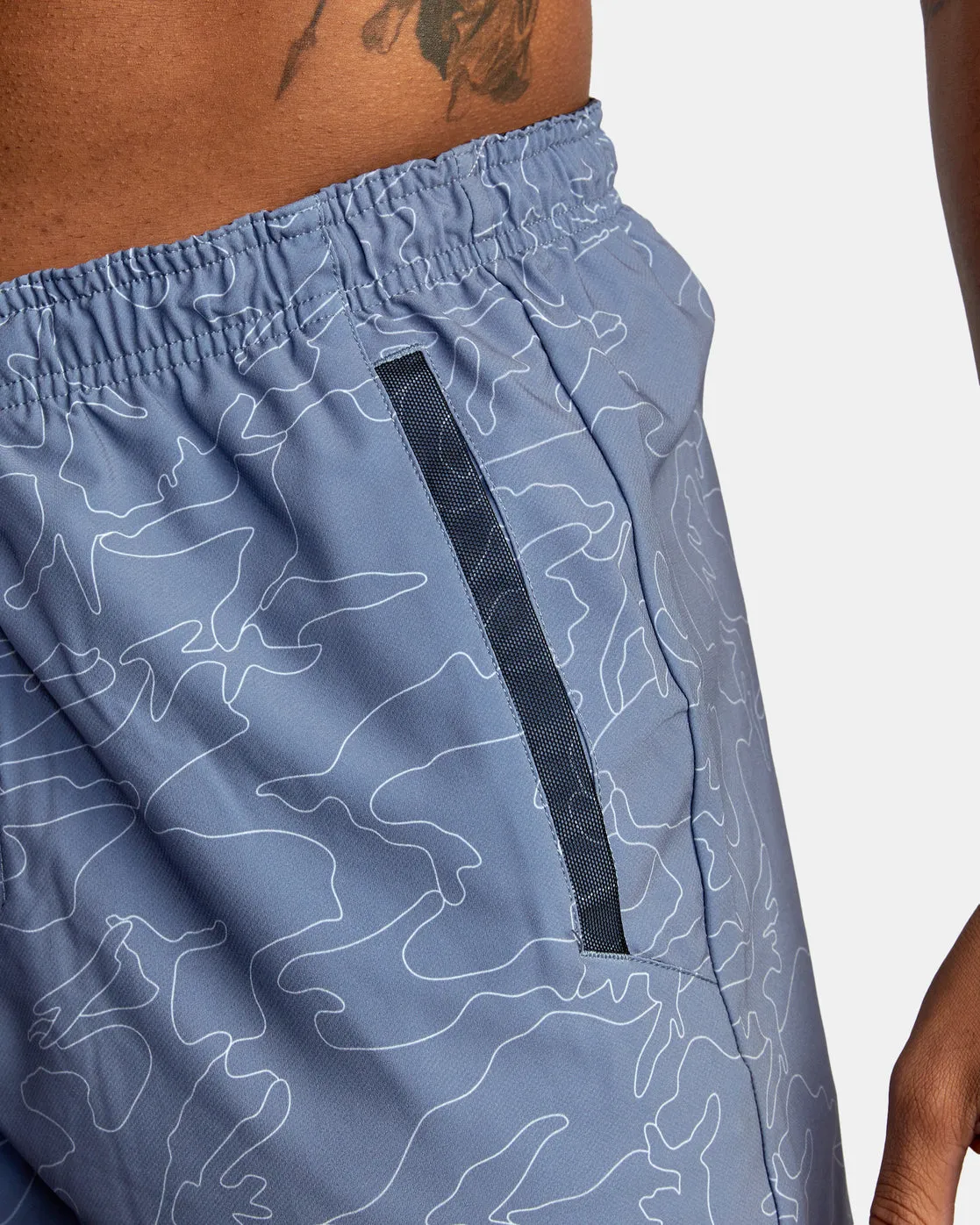 Yogger Stretch 17" Athletic Shorts - Line Camo Blue Slate
